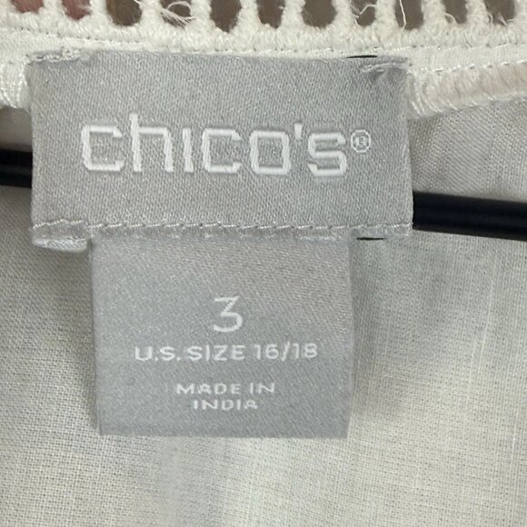 Chicos Embroidered Lace Top Women 3 US XL White Boho Bell Sleeve Coquette Blouse - Picture 8 of 9